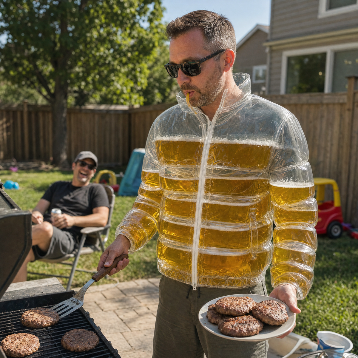 Hands-free beer at the grill